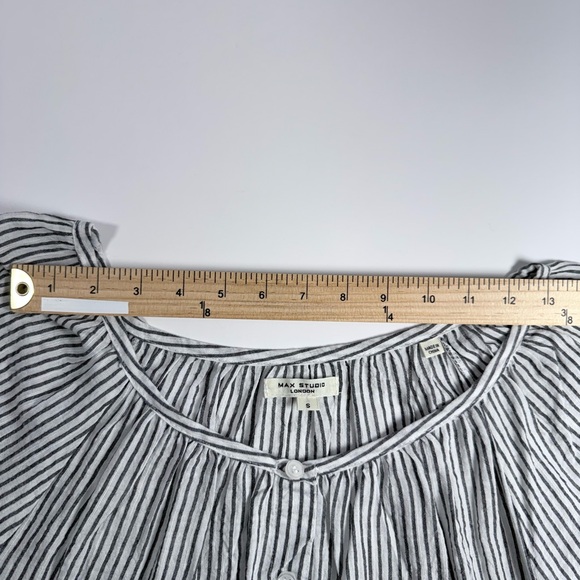 Max Studio Oversized Black and White Striped Blouse - Picture 6 of 9